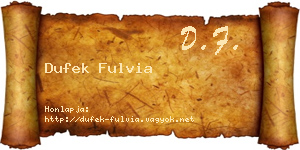 Dufek Fulvia névjegykártya